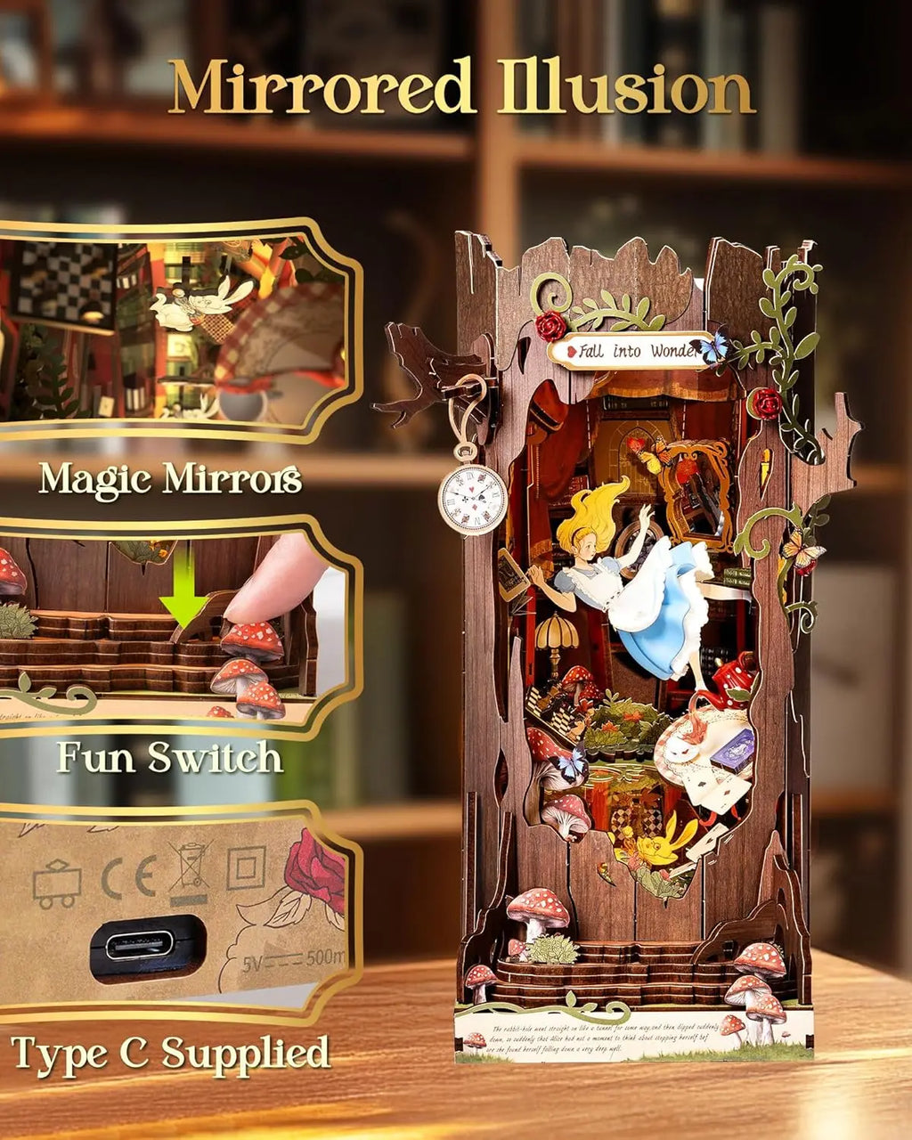 Robotime Rolife-Kits de rincón de libros, librería DIY con luces, Kit de casa en miniatura, rompecabezas de madera 3D, estantería de regalo, TGB