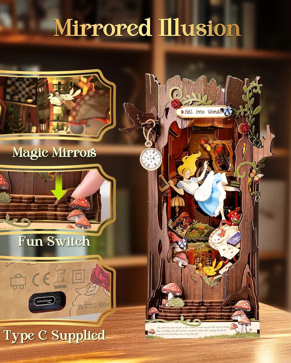 Robotime Rolife-Kits de rincón de libros, librería DIY con luces, Kit de casa en miniatura, rompecabezas de madera 3D, estantería de regalo, TGB