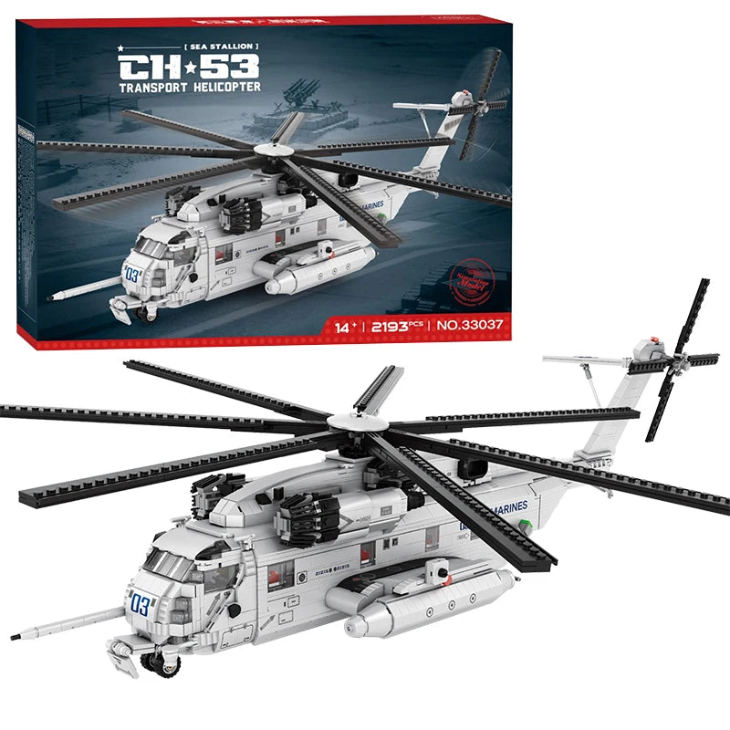 2193 Piezas, Bloques de Construcción del Helicóptero de Transporte CH-53E Sea Stallion, Modelo Militar