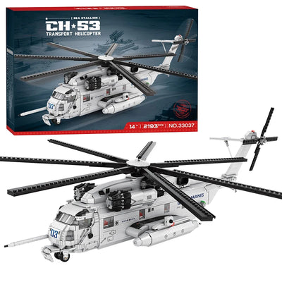 2193 Piezas, Bloques de Construcción del Helicóptero de Transporte CH-53E Sea Stallion, Modelo Militar