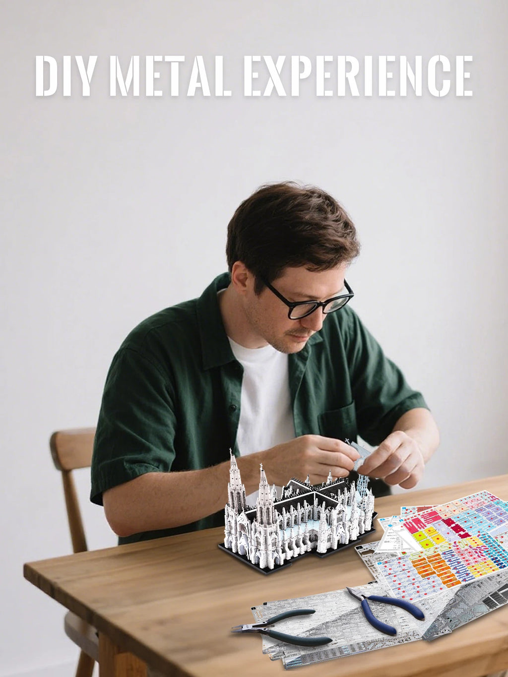 Piececool-Kits de construcción de modelos de Metal 3D, rompecabezas de Metal 3D de la catedral de San Patricio, manualidades DIY para regalos de rompecabezas para adultos