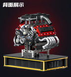 JIESTAR 33002 MOC, Decoración de escritorio personalizada, modelo de motor de superdeportivo V10, bloques de construcción