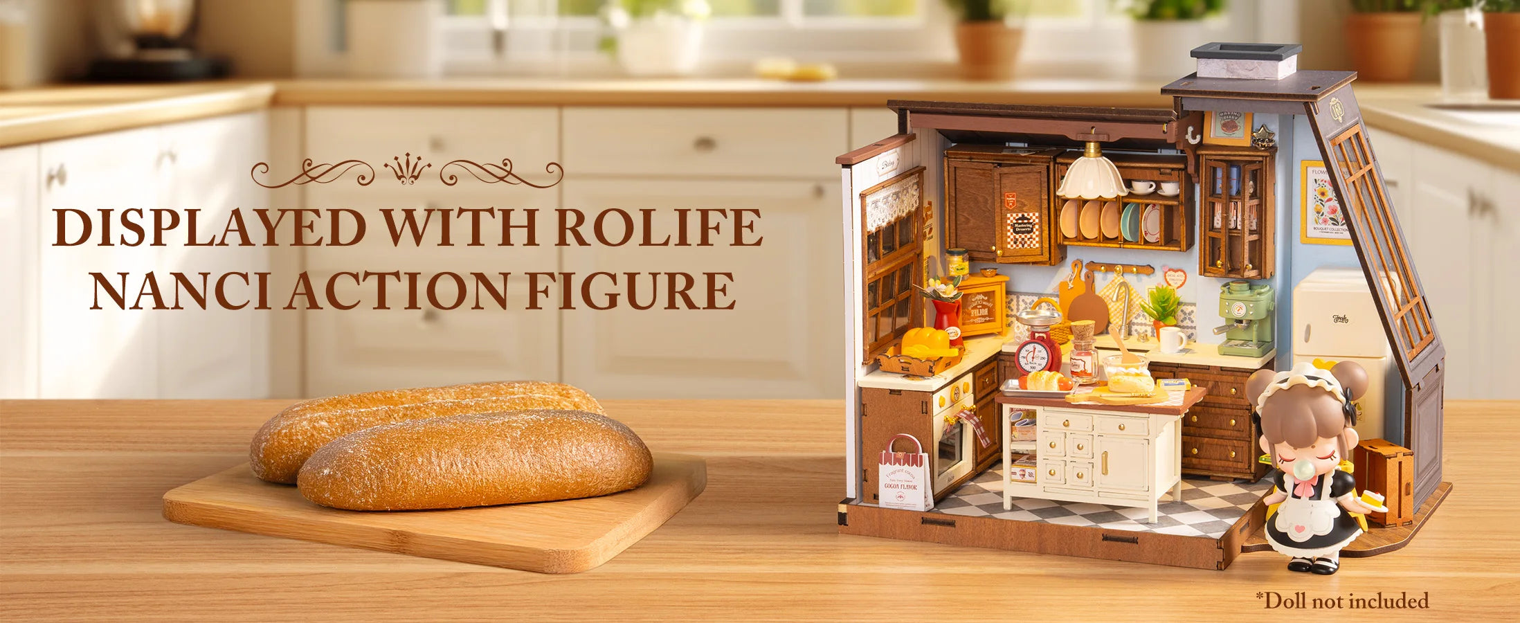 Robotime Rolife, cocina para hornear, Kit de casa de muñecas en miniatura DIY, manualidades, pasatiempos, regalo increíble para mujeres y niños DG172