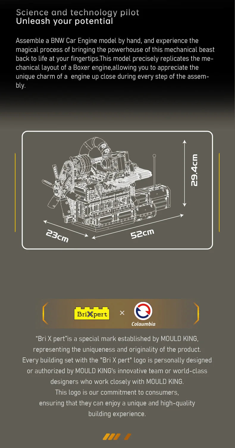 Mould King 10214, juguetes técnicos para motor de coche, motor de pistón rotativo motorizado