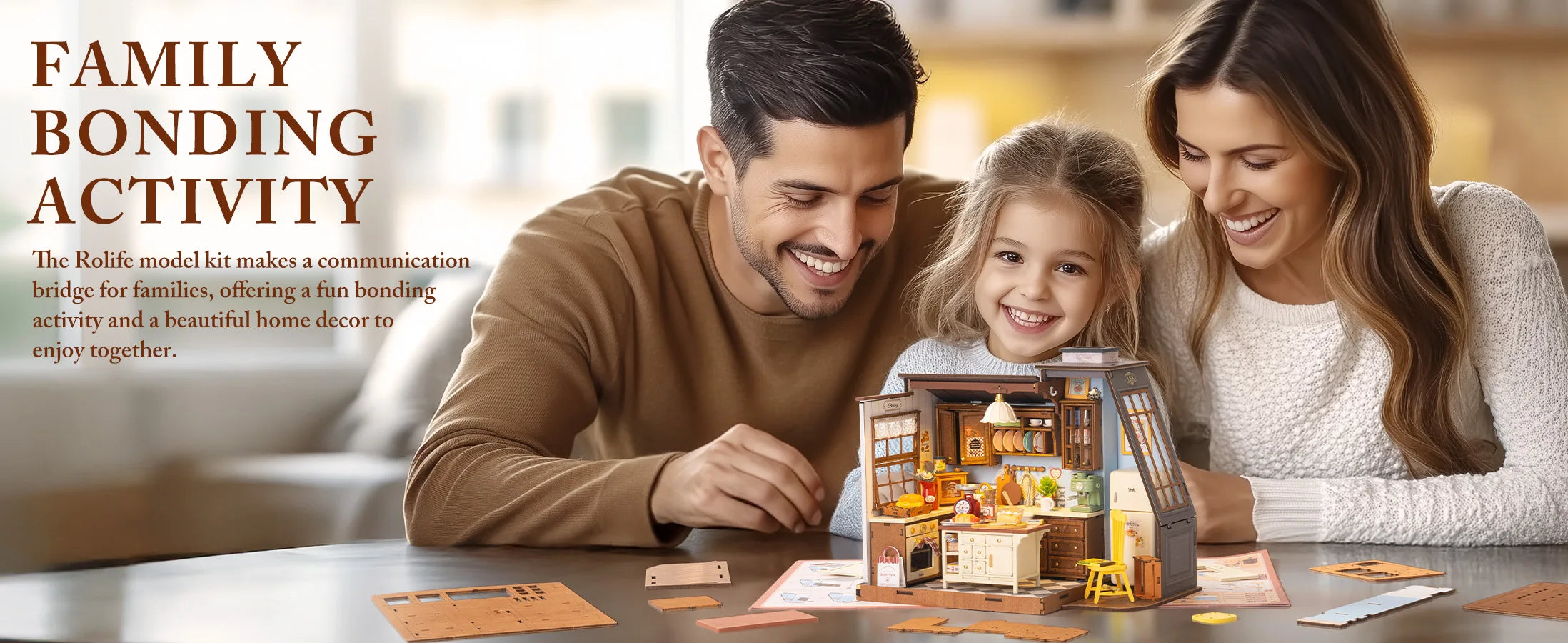 Robotime Rolife, cocina para hornear, Kit de casa de muñecas en miniatura DIY, manualidades, pasatiempos, regalo increíble para mujeres y niños DG172