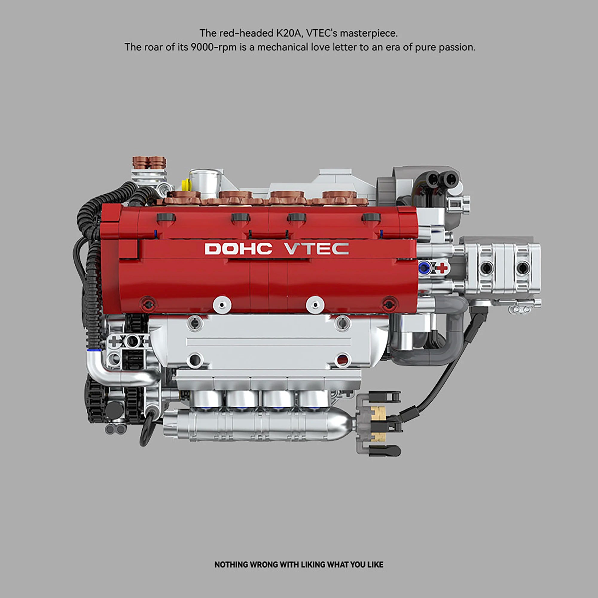 907 Piezas de Bloques de Construcción de Motor K20A PB8860, Colección de Adornos de Motor de Vehículo SOKUN