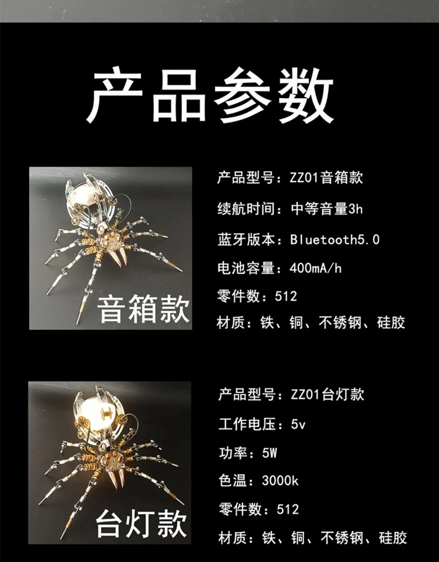 Wasp Mchanical Spider Octopus-rompecabezas 3D, Kit de modelo de Metal con herramientas de montaje