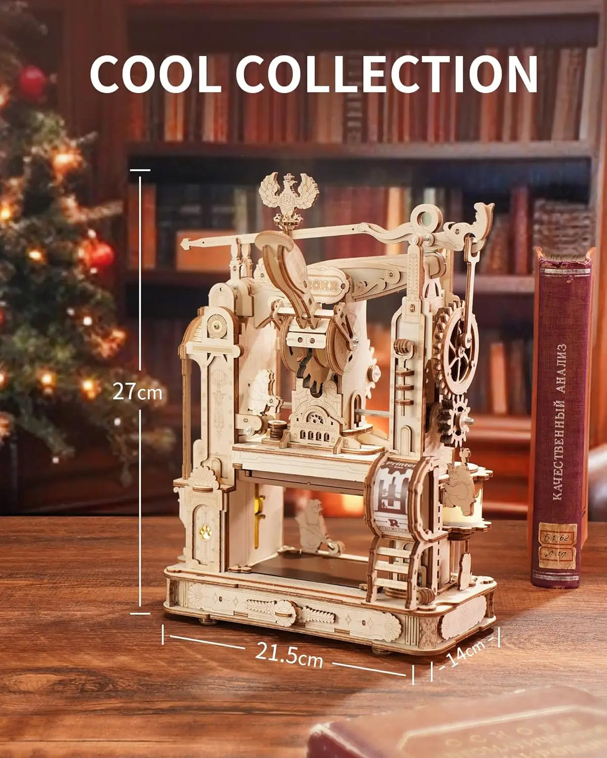 Robotime rokr Kits de modelos de rompecabezas de madera 3D Prensa de impresión clásica Engranajes mecánicos para adultos