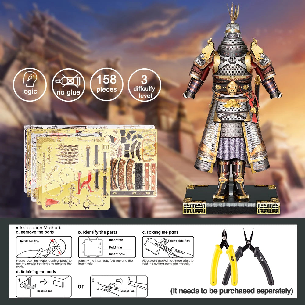 Piececool-Kits de construcción de modelos, rompecabezas de armadura antigua china