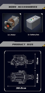 Mould King-bloques de construcción de piezas de coche técnico, motor W16 para BGT, supercoche