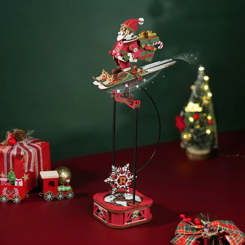 Kit de construcción de modelos Robotime Rokr Gravity Swing, kit de rompecabezas de madera 3D, kit de Papá Noel en trineo, kit de pescador oceánico, los mejores regalos para adultos.