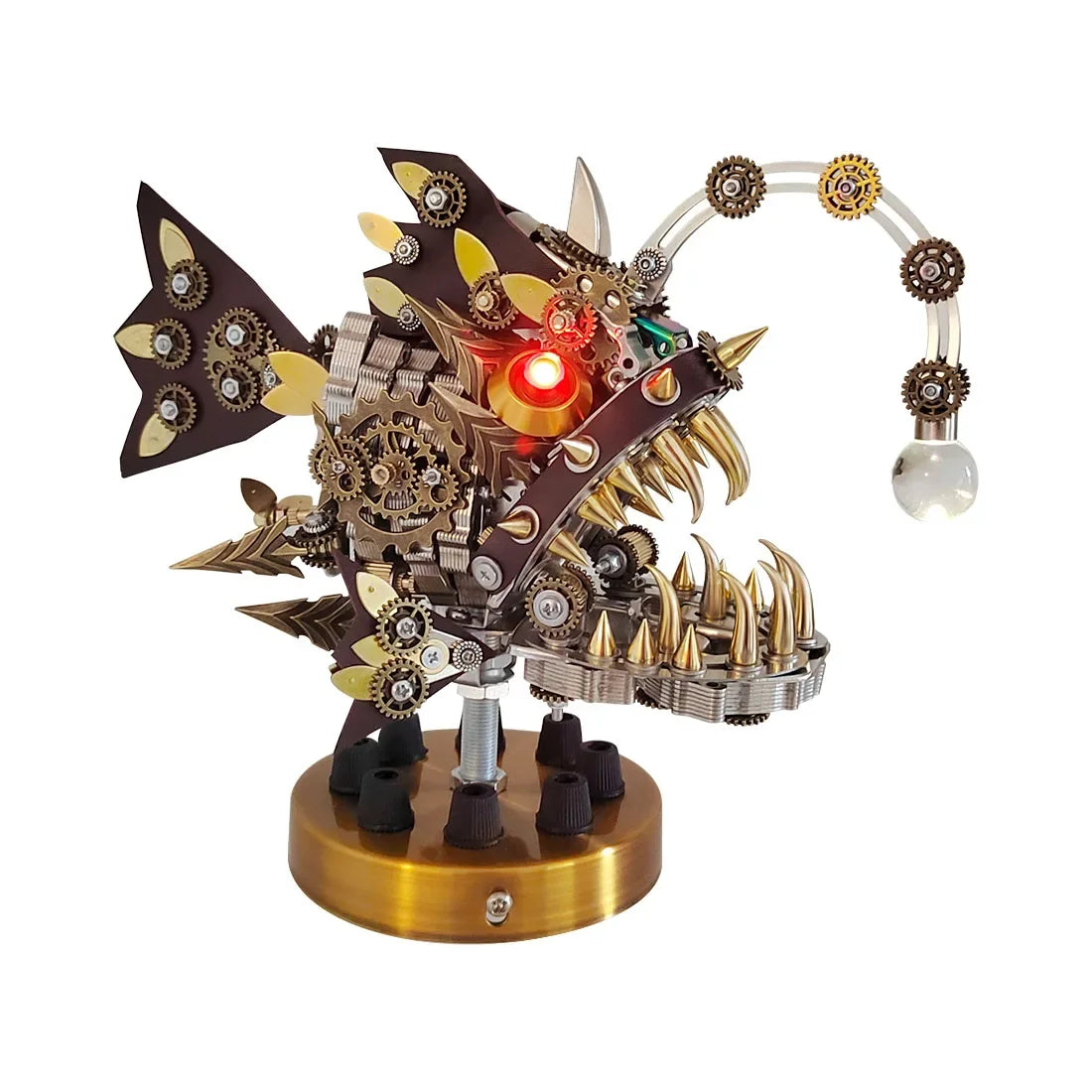 Conjunto DIY de Metal con forma de pez linterna para adultos, rompecabezas 3D de 700 Uds., Kits de modelos de Metal con diseño de pez angular, mecánico Steampunk
