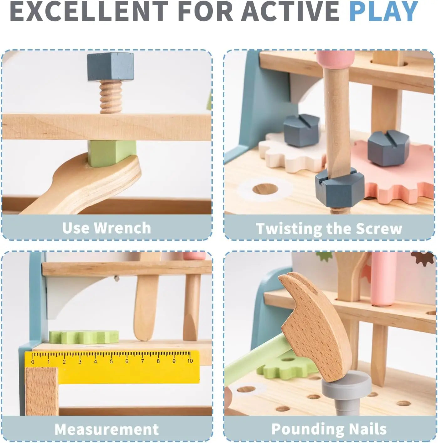 Robotime-Juego de banco de herramientas, Mini banco de trabajo de madera, juguetes de construcción, juego educativo de simulación, regalo, juego de herramientas de juguete para niños y niñas