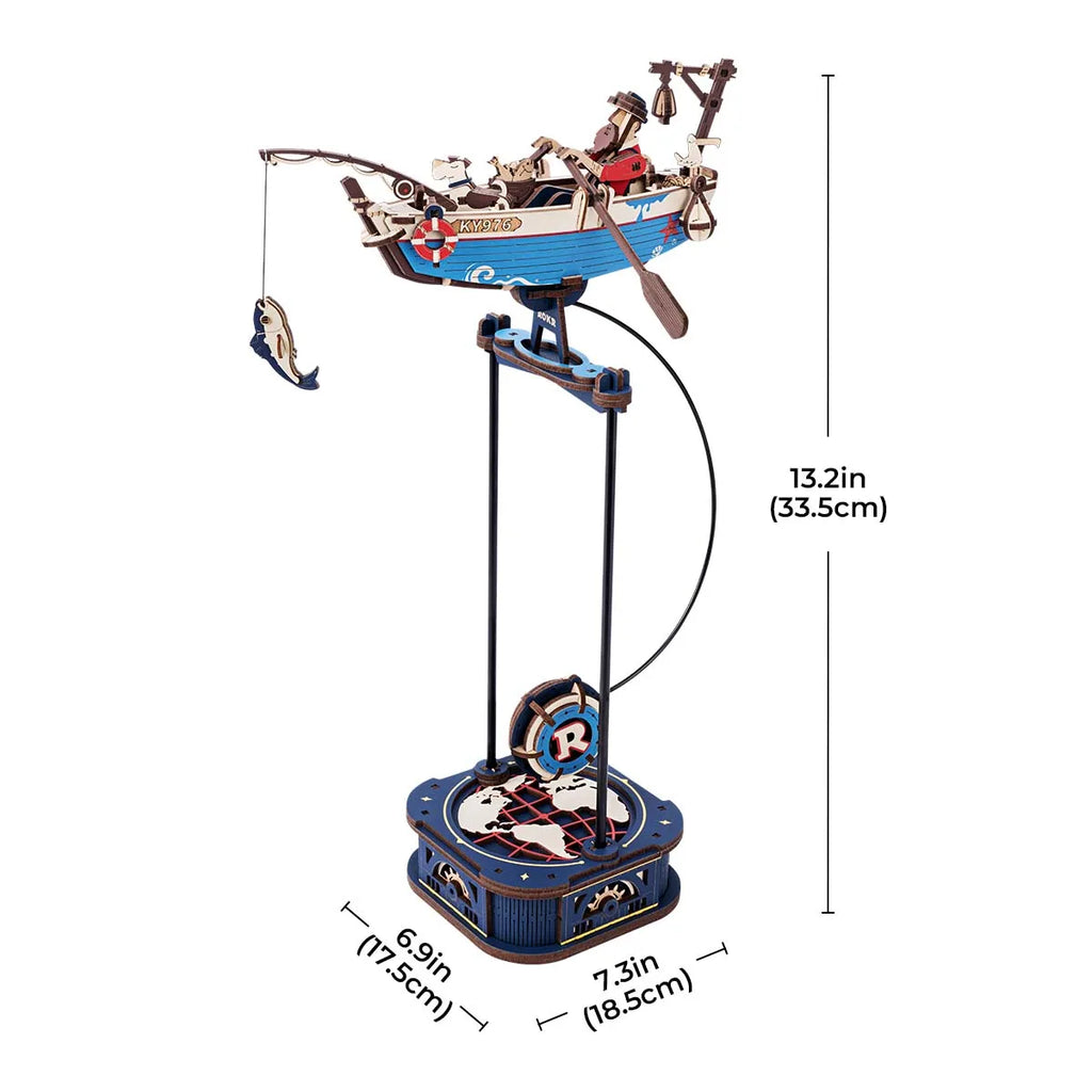Robotime Rokr Kit de construcción de modelos de columpio por gravedad, kit de rompecabezas de madera 3D, kit de capitán del cielo, kit Ocean Fisher, los mejores regalos para adultos y adolescentes