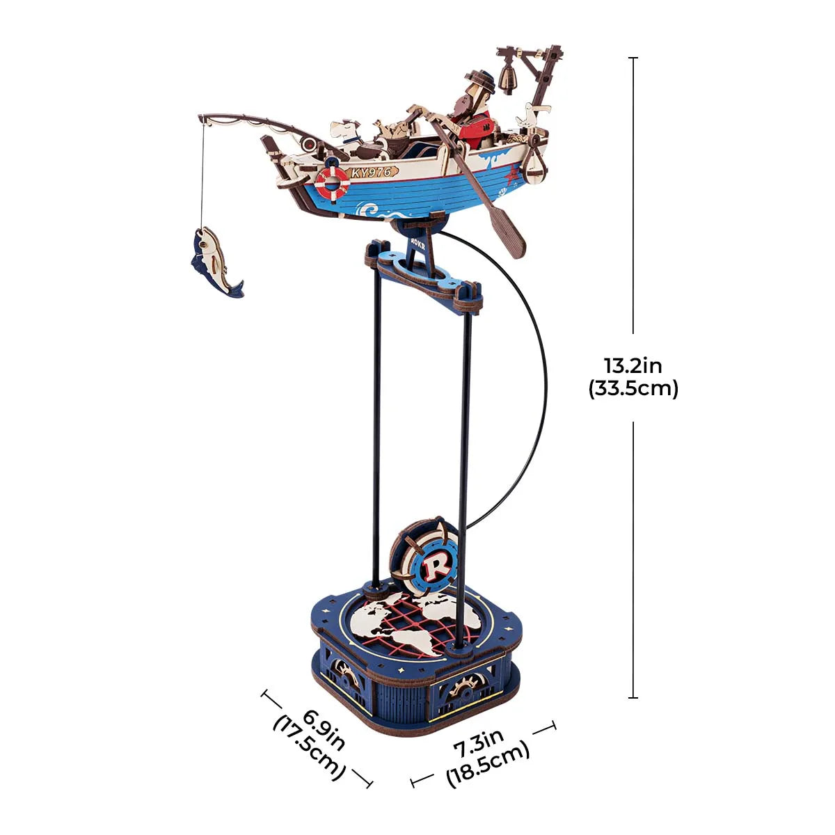 Robotime Rokr Kit de construcción de modelos de columpio por gravedad, kit de rompecabezas de madera 3D, kit de capitán del cielo, kit Ocean Fisher, los mejores regalos para adultos y adolescentes
