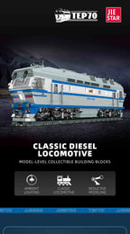 Jiestar JJ9259 Locomotora Diésel TEP70 Tren Ferroviario con Luz, Kit de Construcción de Modelos
