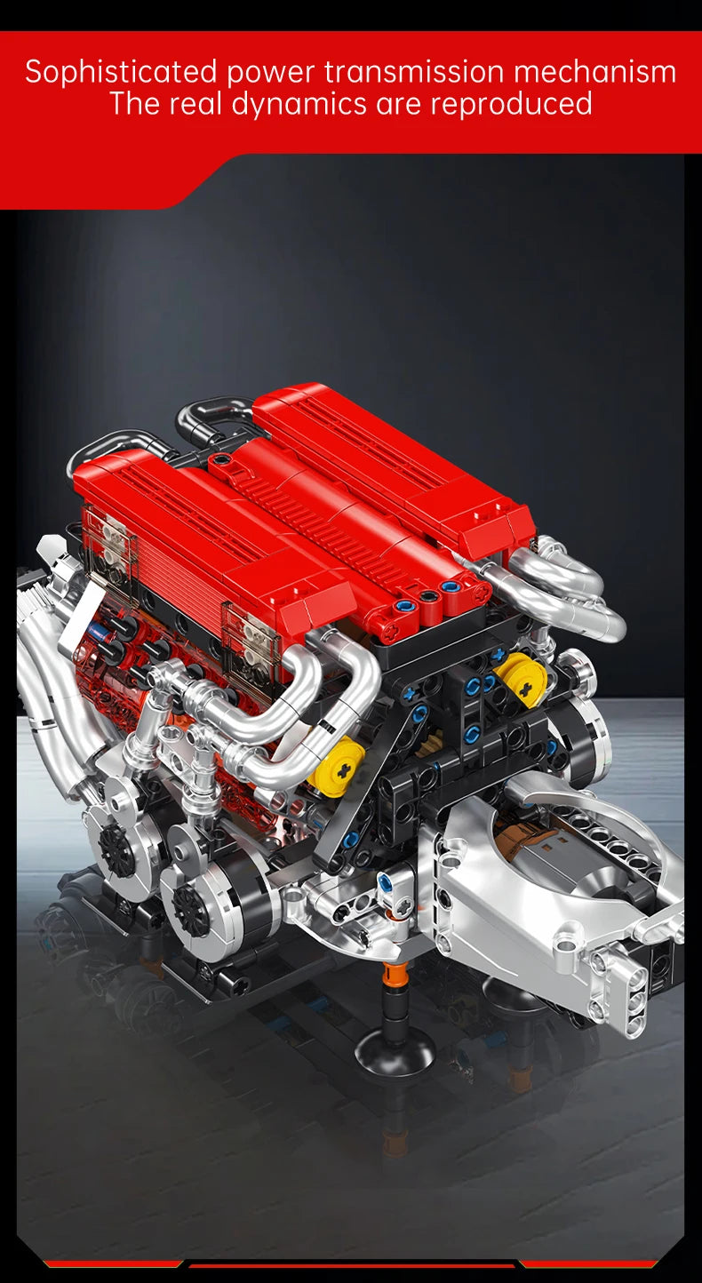 Mould King 10163 juguetes de motor técnico el supercoche BGT con motor rojo W16