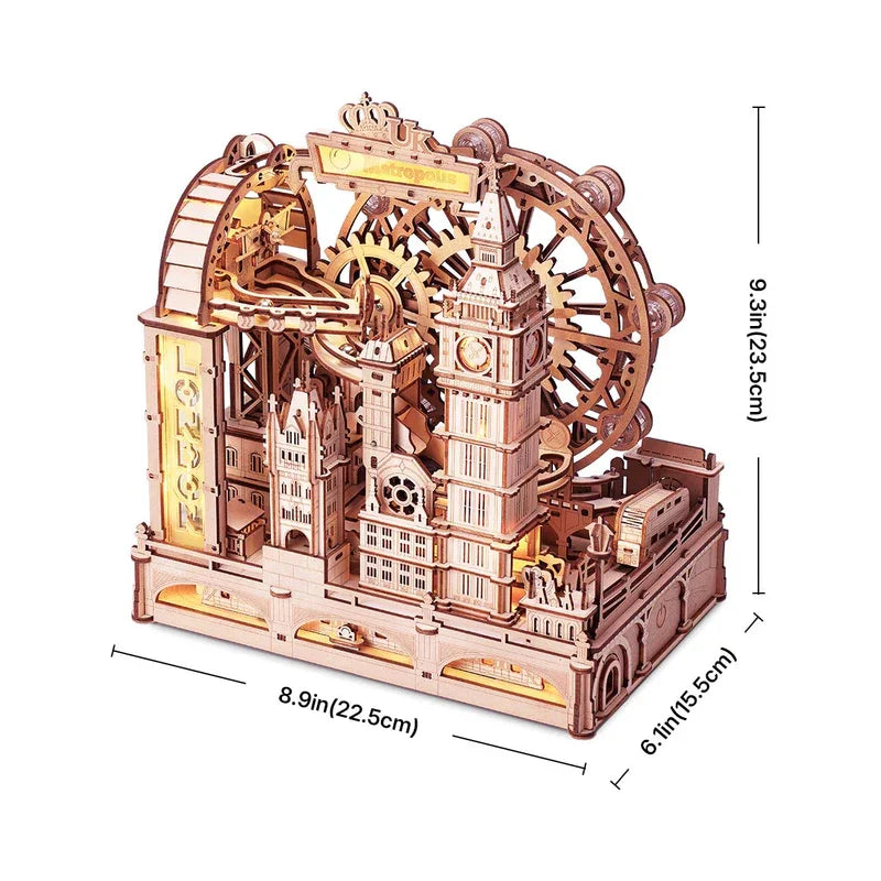 Robotime-rompecabezas de madera 3D, Kit de construcción de mármol, modelo de ciudad de Londres con luces, rompecabezas mecánico DIY para adultos y adolescentes