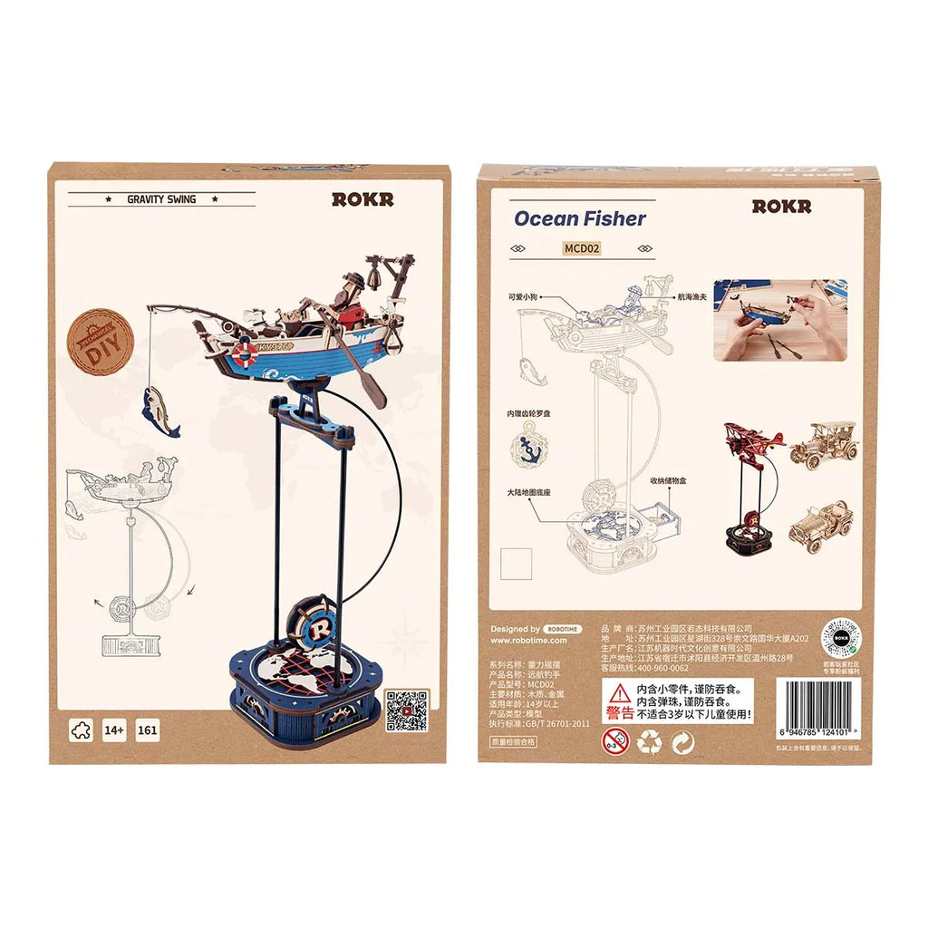 Robotime Rokr Kit de construcción de modelos de columpio por gravedad, kit de rompecabezas de madera 3D, kit de capitán del cielo, kit Ocean Fisher, los mejores regalos para adultos y adolescentes