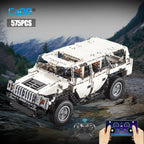 Cada 575 Uds Warrior H2 coche de Control remoto LED bloques de construcción ciudad coche de carreras AWD SUV RC ladrillos