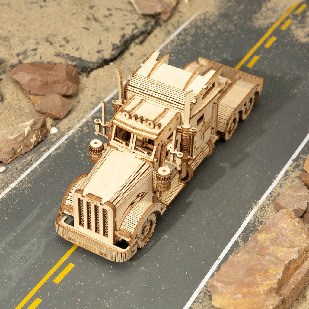 Robotime Rokr coche clásico 3D rompecabezas de madera tren ejército Jeep camión pesado coche Vintage escala 1:15 Kits de construcción de modelos para niños