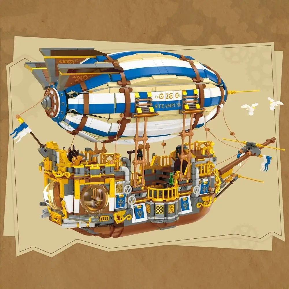 Bloques de Construcción Creativos JIESTAR, Modelo de Dirigible Steampunk, Ladrillos 3D, Barco Pirata de Caballeros
