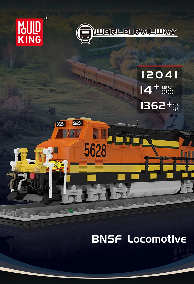 Mould King 12041 Tren técnico de juguete, conjunto de bloques de construcción de locomotora del norte RC