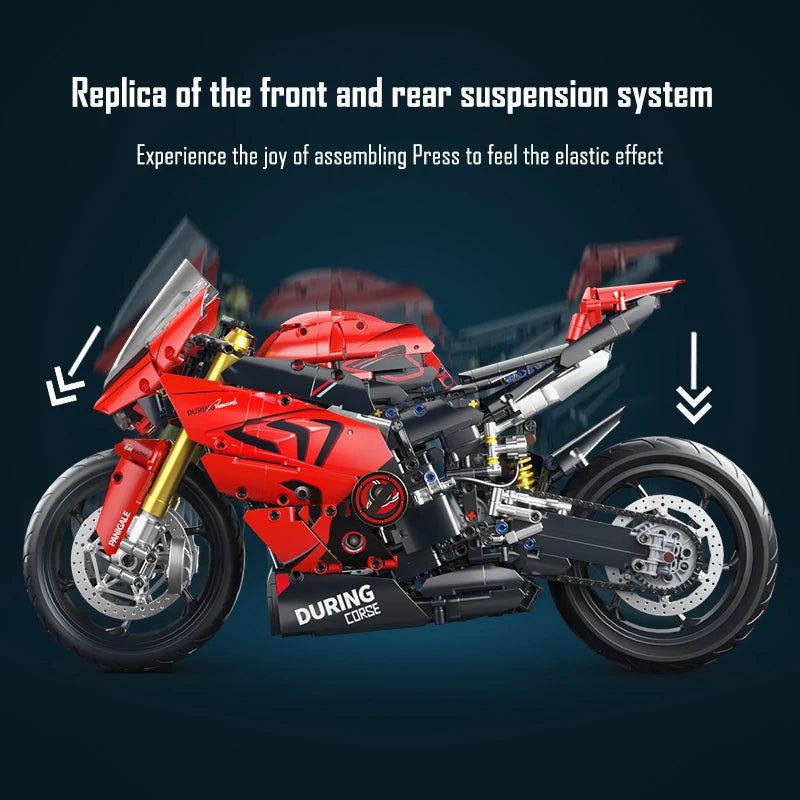 ToylinX-Juego de bloques de construcción de motocicletas 1:5, 2024 Uds., modelo de súper moto de carreras técnicas