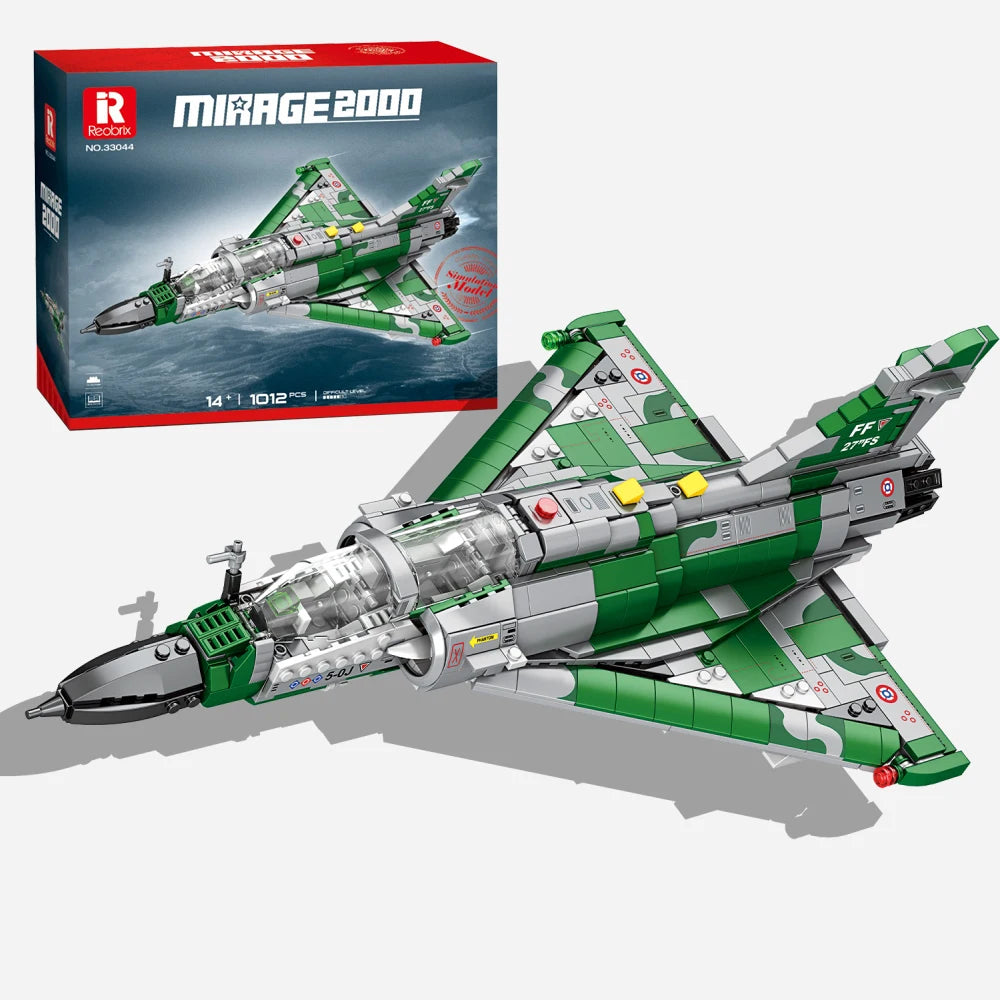 Bloques de construcción de Jet de combate Mirage 2000, modelo de avión militar