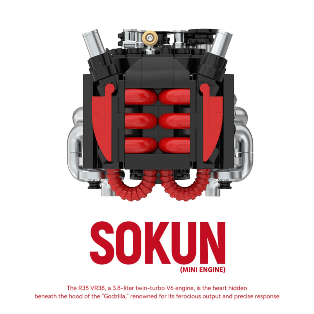 Bloques de Construcción de Motor R35 VR38 de 318 Piezas, PB8869E, Superauto Técnico SOKUN, Ladrillos Decorativos de Motor de Vehículo