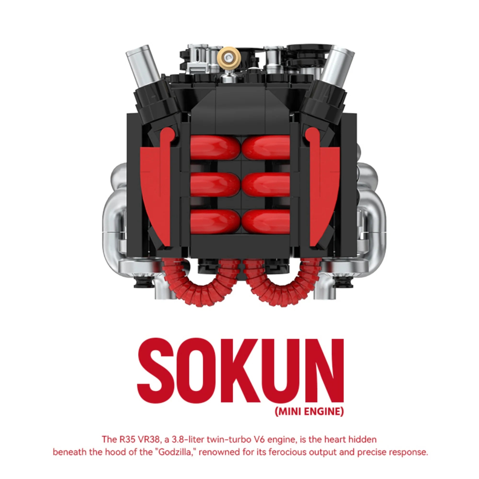 Bloques de Construcción de Motor R35 VR38 de 318 Piezas, PB8869E, Superauto Técnico SOKUN, Ladrillos Decorativos de Motor de Vehículo