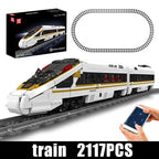 Mould King 12015 Tren técnico de juguete, locomotora RC Fuxing EMU