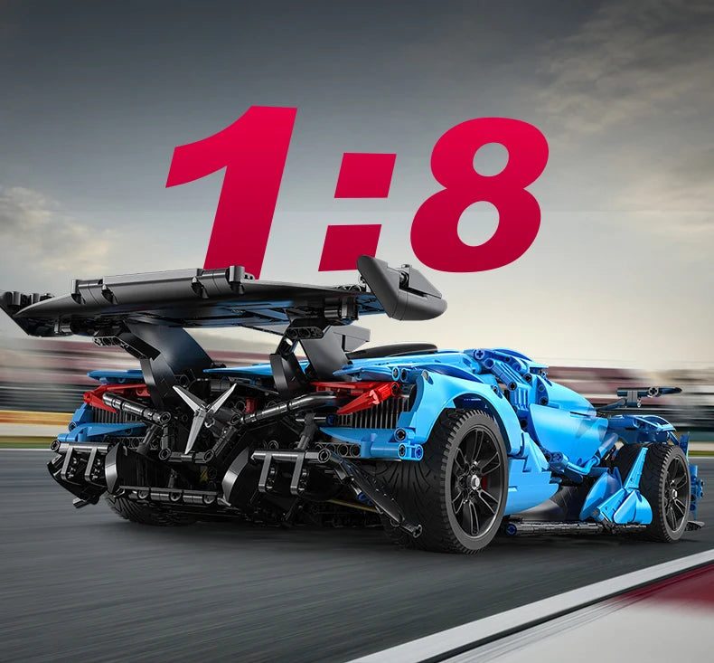 Cada 3865 Uds 1:8 ciudad azul coche de carreras V12 Hypercar modelo