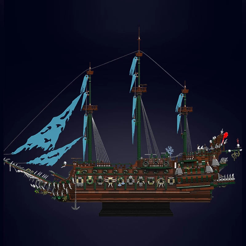 Mould King 13218, barco pirata MOC Flying Ductchman, montaje de bloques de construcción modelo de barco