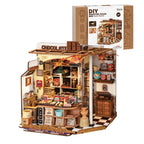 Robotime Rolife Henry's Chocolate DIY Kit de casa en miniatura Kit de construcción de modelo de casa de muñecas de madera con regalos artesanales LED para adultos