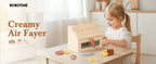 Robotime Robud freidora de aire de madera juego de cocina con accesorios cocinar comida regalo para niños niñas color crema
