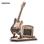 Robotime ROKR guitarra eléctrica rompecabezas de madera 3D para niños adultos montaje juguetes creativos juego de bloques de construcción para regalos de navidad