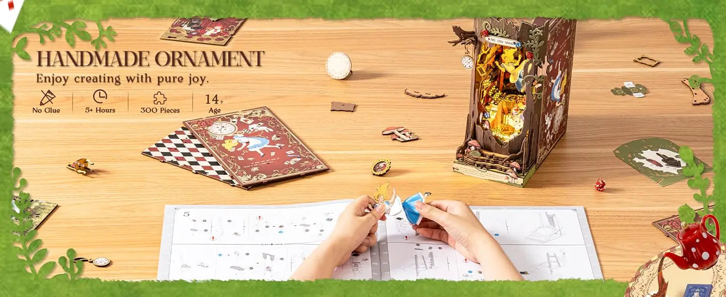 Robotime Rolife-Kits de rincón de libros, librería DIY con luces, Kit de casa en miniatura, rompecabezas de madera 3D, estantería de regalo, TGB