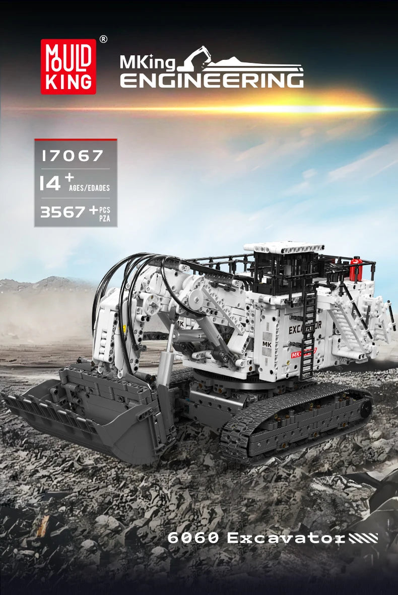 Mould King 17067, coches de juguete técnicos, excavadora RC 6060, bloques de construcción