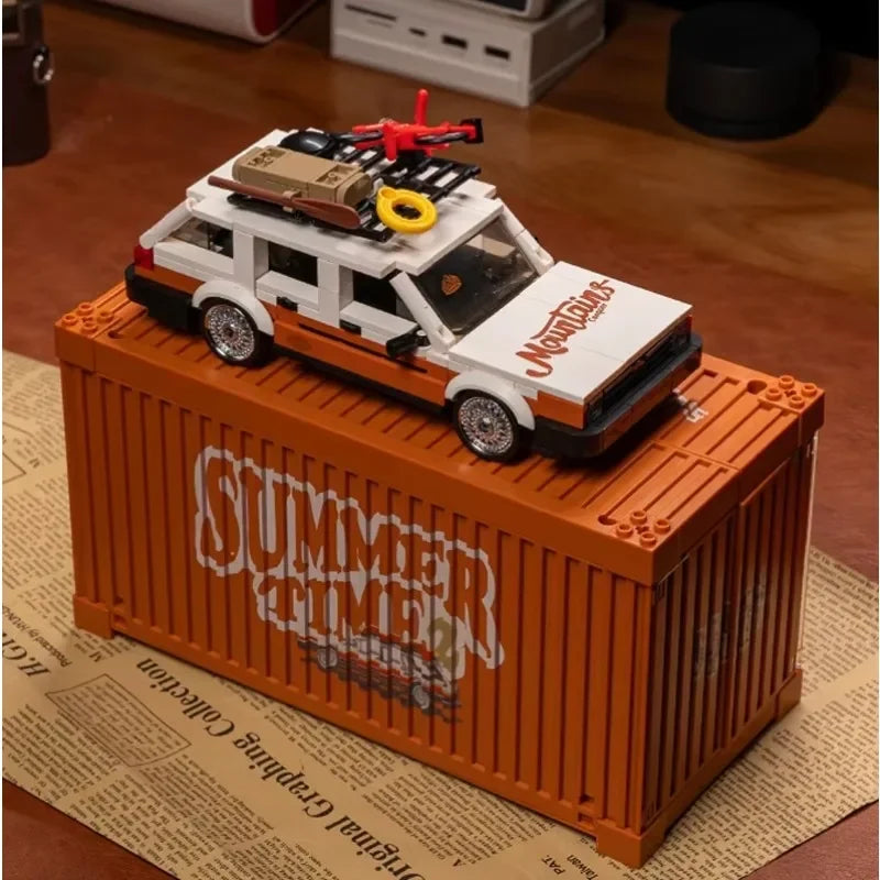 Bloques de construcción MOC Retro para camper, 457 Uds., con caja de exhibición de carro