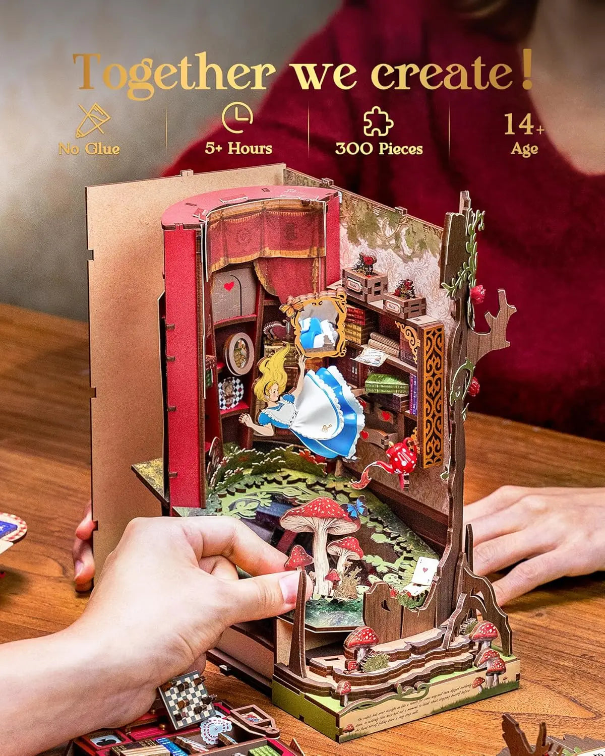 Robotime Rolife-Kits de rincón de libros, librería DIY con luces, Kit de casa en miniatura, rompecabezas de madera 3D, estantería de regalo, TGB