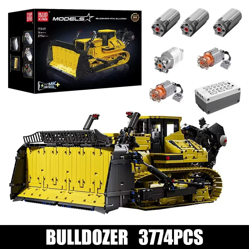 Mould King 17049 coche de juguete técnico la aplicación RC PR766 Bulldozer montaje de bloques de construcción camión ladrillo