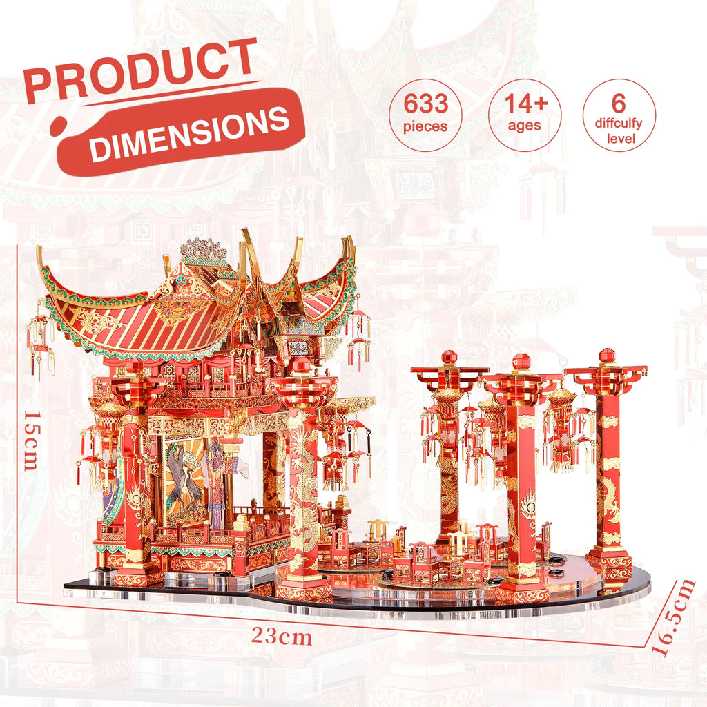 Piececool-rompecabezas de Metal 3D para adultos, modelo de teatro Crabapple rojo