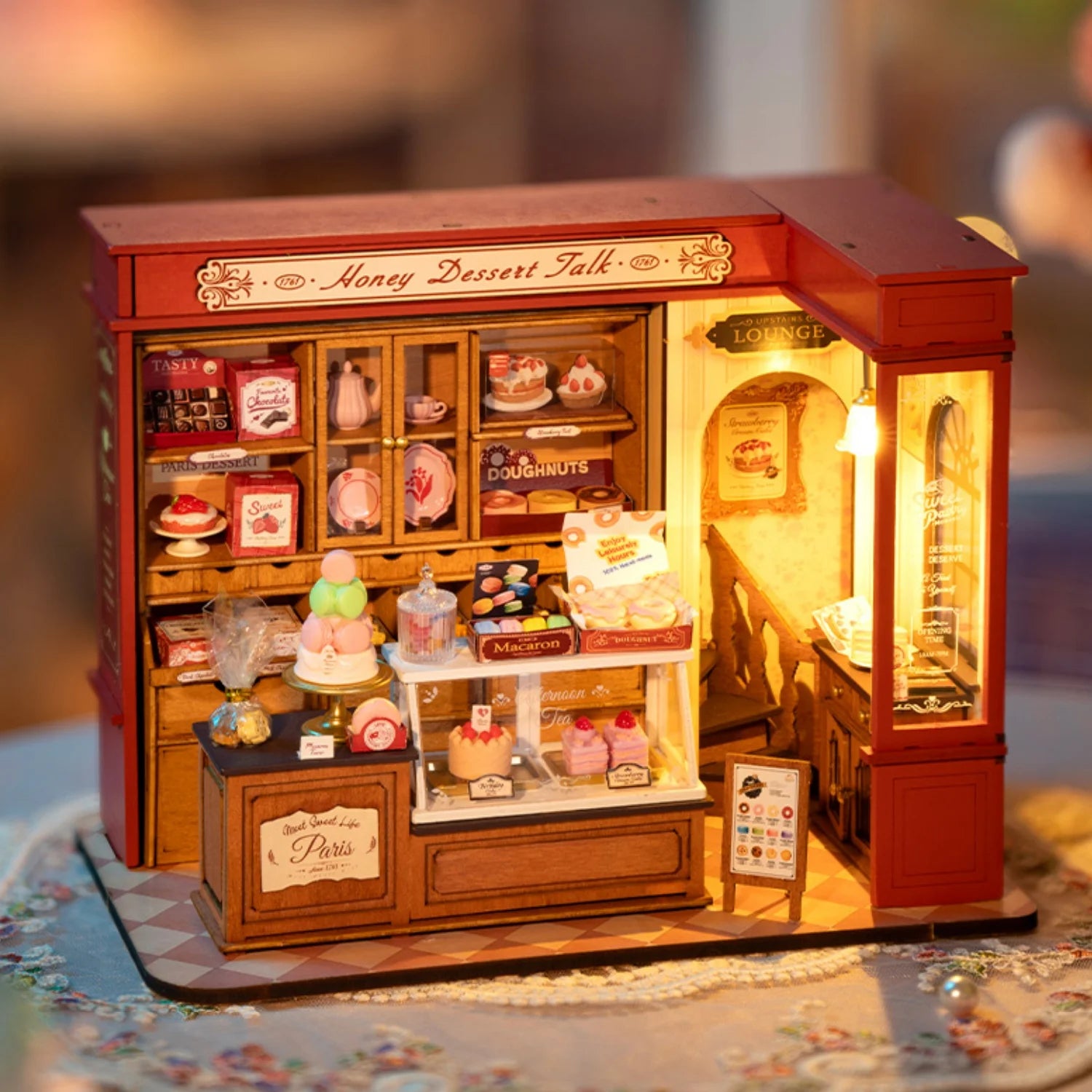 Robotime Rolife Honey Dessert Talk Rompecabezas 3D DIY Kit de casa de muñecas en miniatura Regalo increíble para niños niñas niños