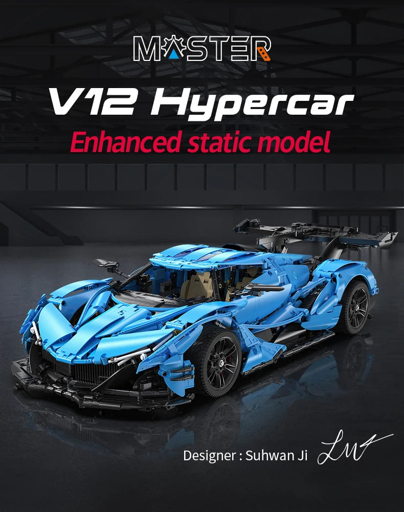 Cada 3865 Uds 1:8 ciudad azul coche de carreras V12 Hypercar modelo