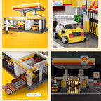 CaDA DIY Shell estación al por menor C66026W estación de gasolina de lavado de coches bloque de construcción de coche