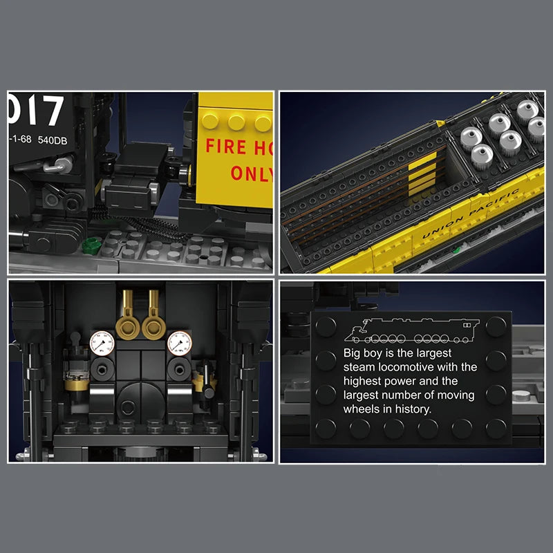 Mould King 12049 Tren de juguete técnico The Big Boy 4-8-8-4 locomotora