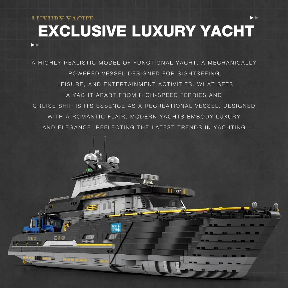 4421 Piezas de Bloques de Construcción de Yate de Lujo, Modelo de Barco a Motor