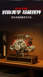 JIESTAR 33002 MOC, Decoración de escritorio personalizada, modelo de motor de superdeportivo V10, bloques de construcción