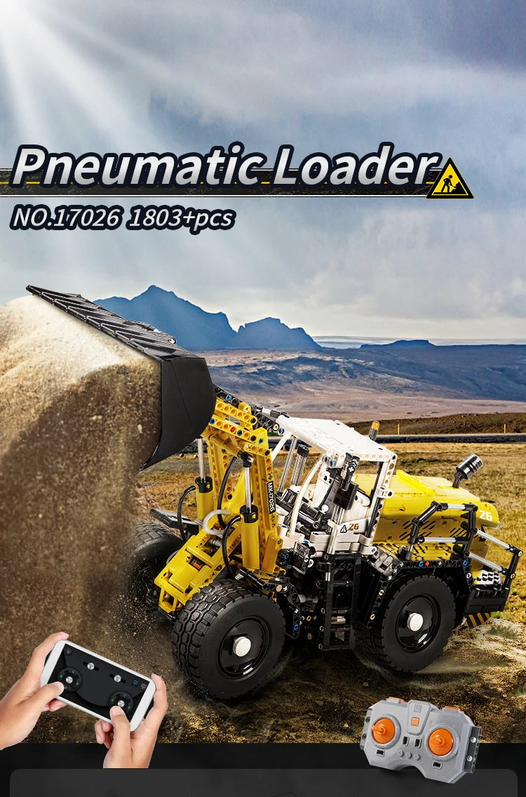 Mould King 17026 coche de juguete técnico, cargador neumático con Control remoto L550